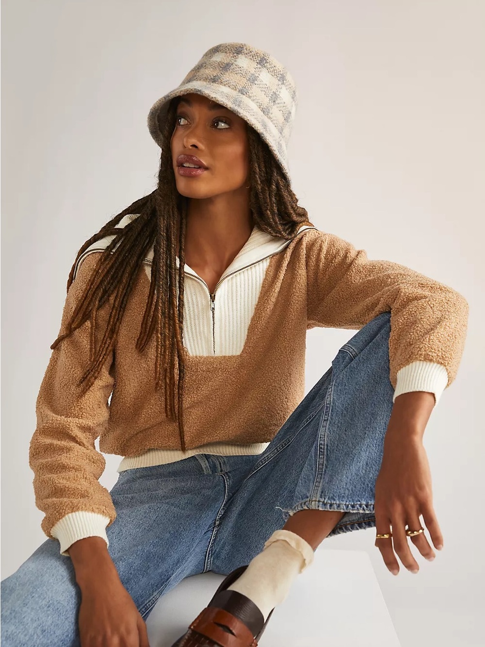 Anthropologie Dolan Left Coast Sherpa Quarter-Zip Jumper - Picture 4 of 7